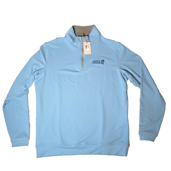 NWT Peter Millar Perth Performance Quarter Zip Size Medium Blue Jimmie Johnson - Picture 1 of 7